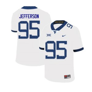 Men's West Virginia Mountaineers NCAA #95 Jordan Jefferson White Authentic Nike 2019 Stitched College Football Jersey FU15N88AB